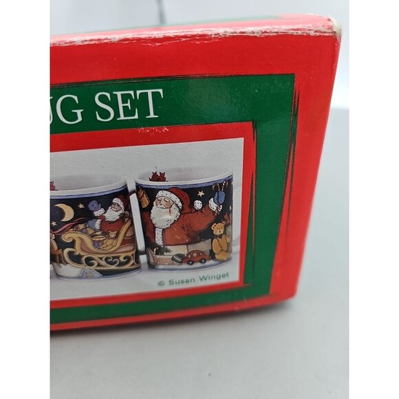Susan Winget Holiday Greetings Winter Mug Set of 4 w/box Vintage - Picture 4 of 5